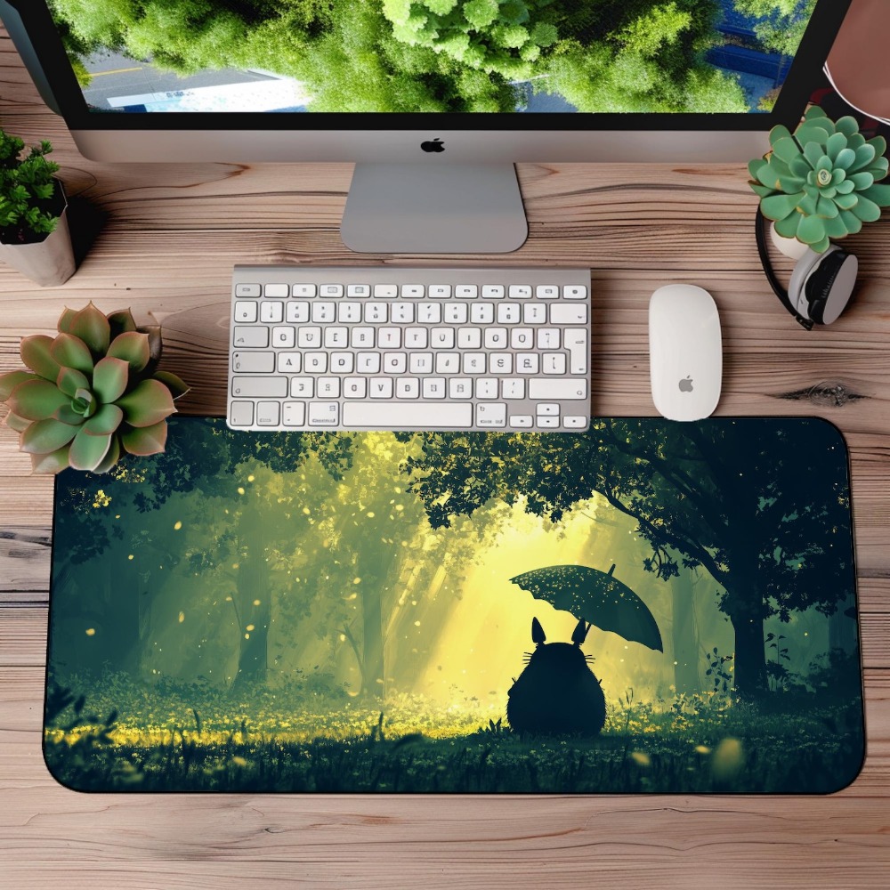 Desk Setup Aesthetic - Tapete de Mesa Grande Totoro Floresta