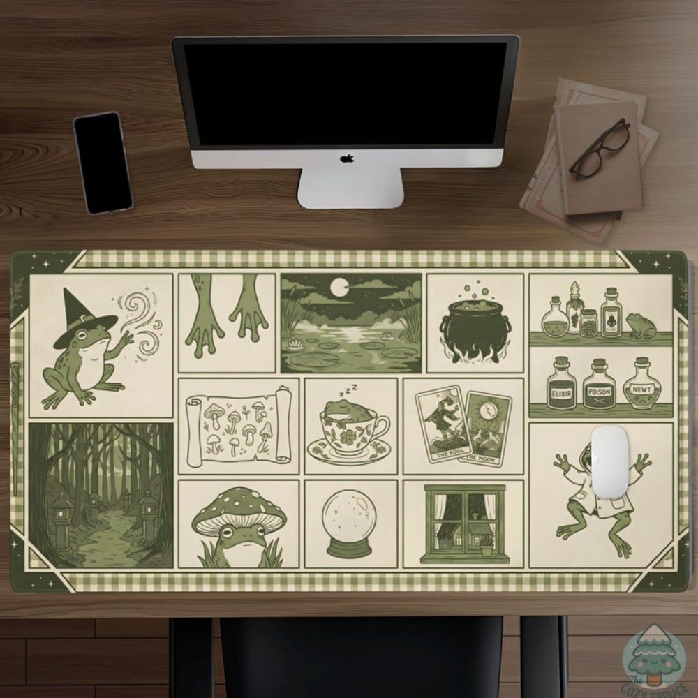 Desk Setup Aesthetic - Tapete de Mesa Witchy Frog Apothecary,
