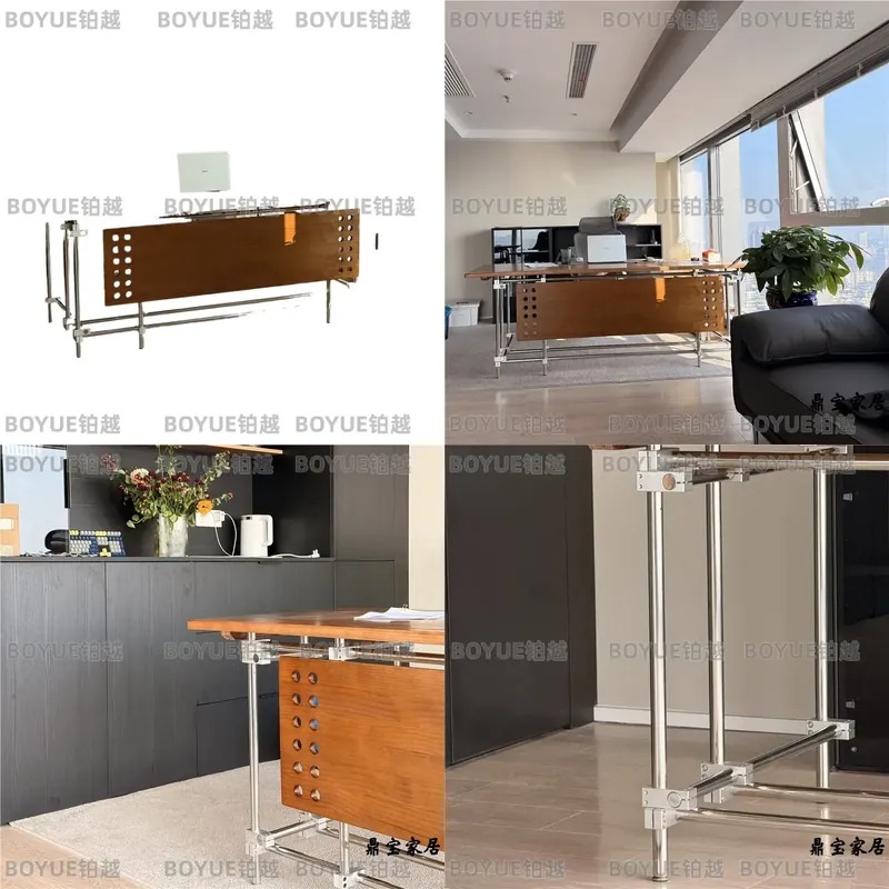 L Shaped Desk Setup - Mesa de Madeira Sólida Bauhaus Estilo