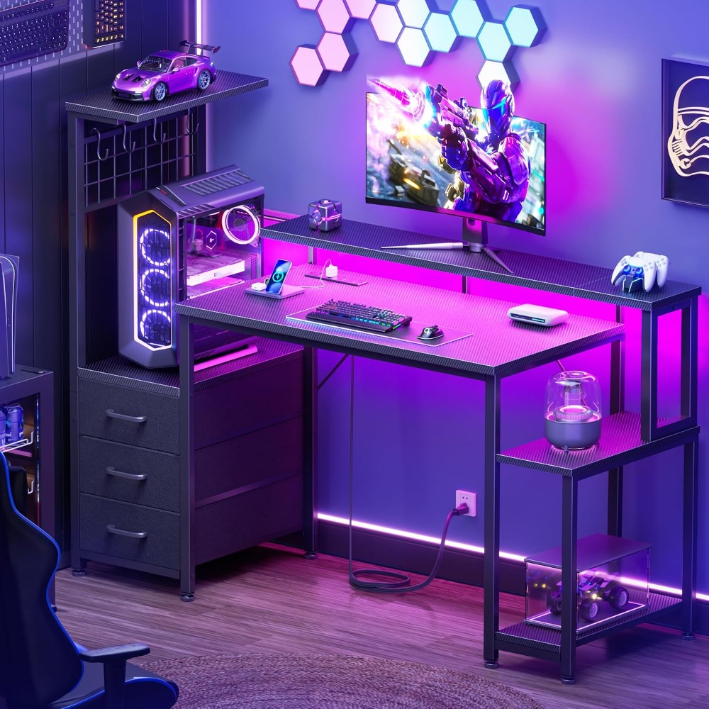 L Shaped Desk Setup - Mesa de Jogos Reversível de 48