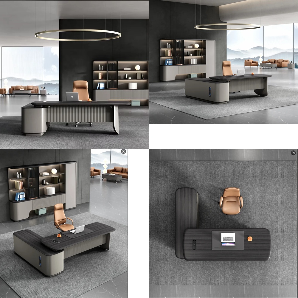 L Shaped Desk Setup - Mesa Executiva Moderna de Luxo em