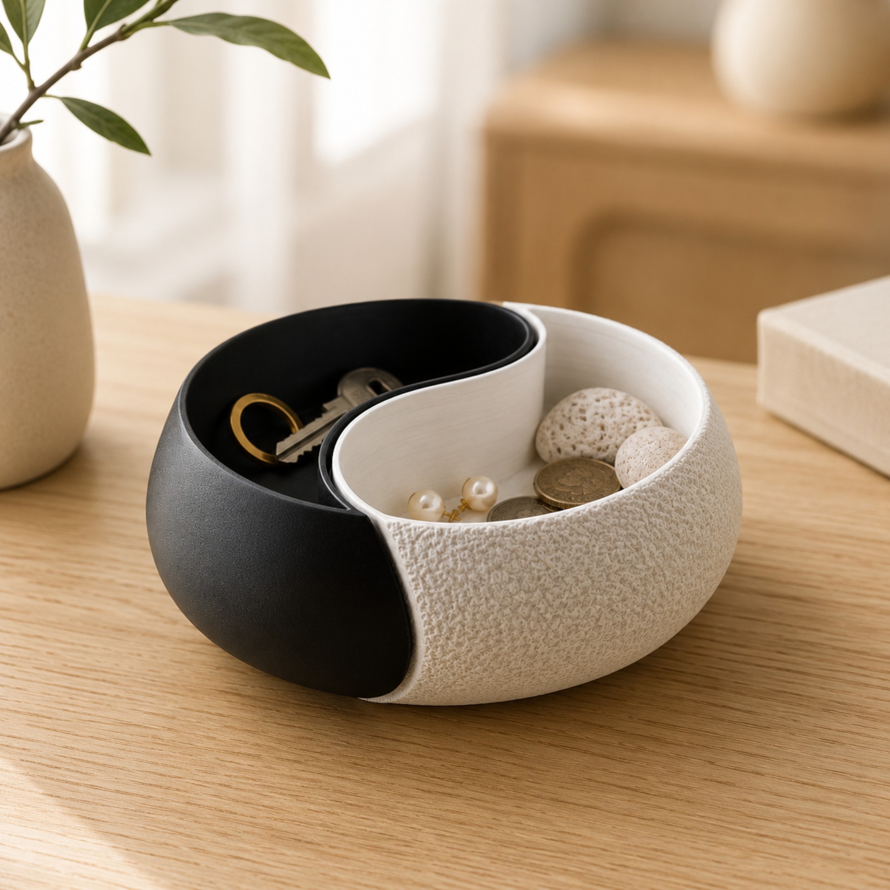 Desk Setup Black And White - Bandeja Organizadora de Itens Pequenos e