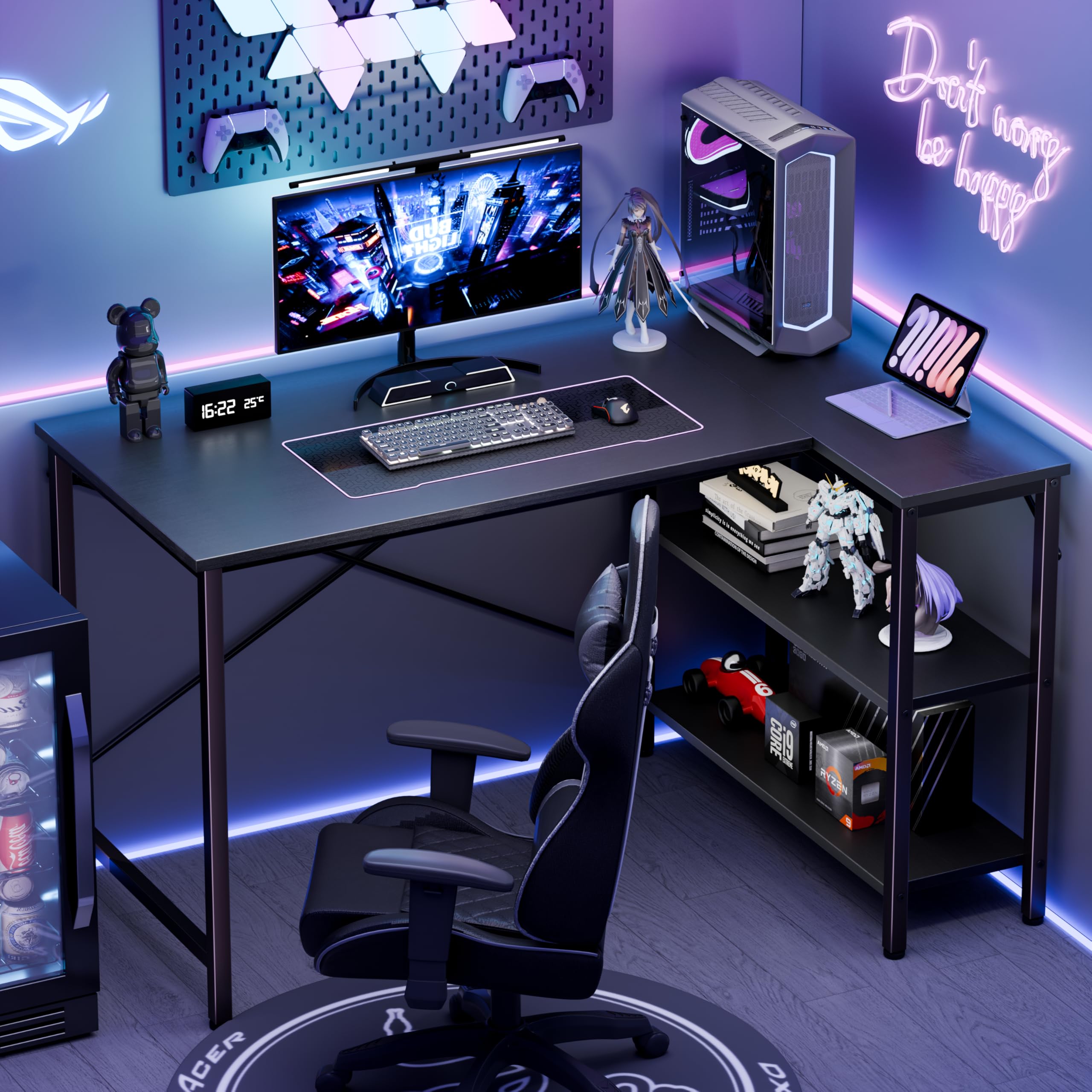 L Shaped Desk Setup - JHK Mesa em forma de L