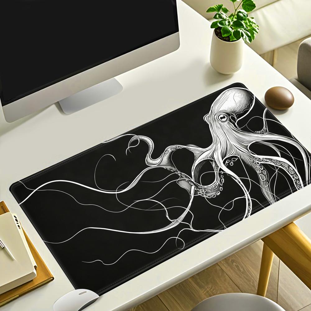 Desk Setup Black And White - Mouse Pad Octopus HYBXAXC, Mouse Pad