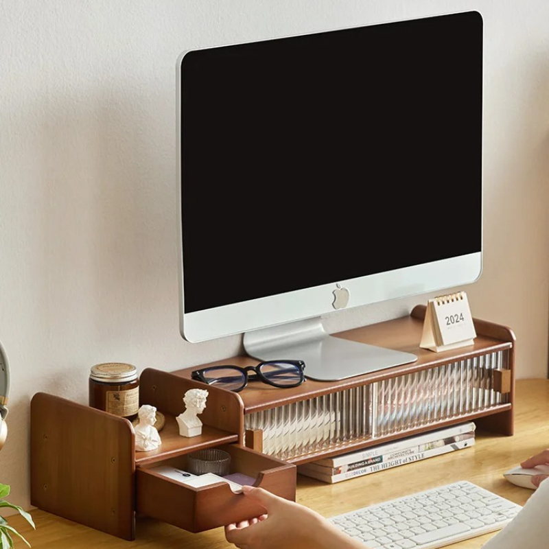 Drawer Organizer Bamboo - ‌ Suporte de monitor com gaveta