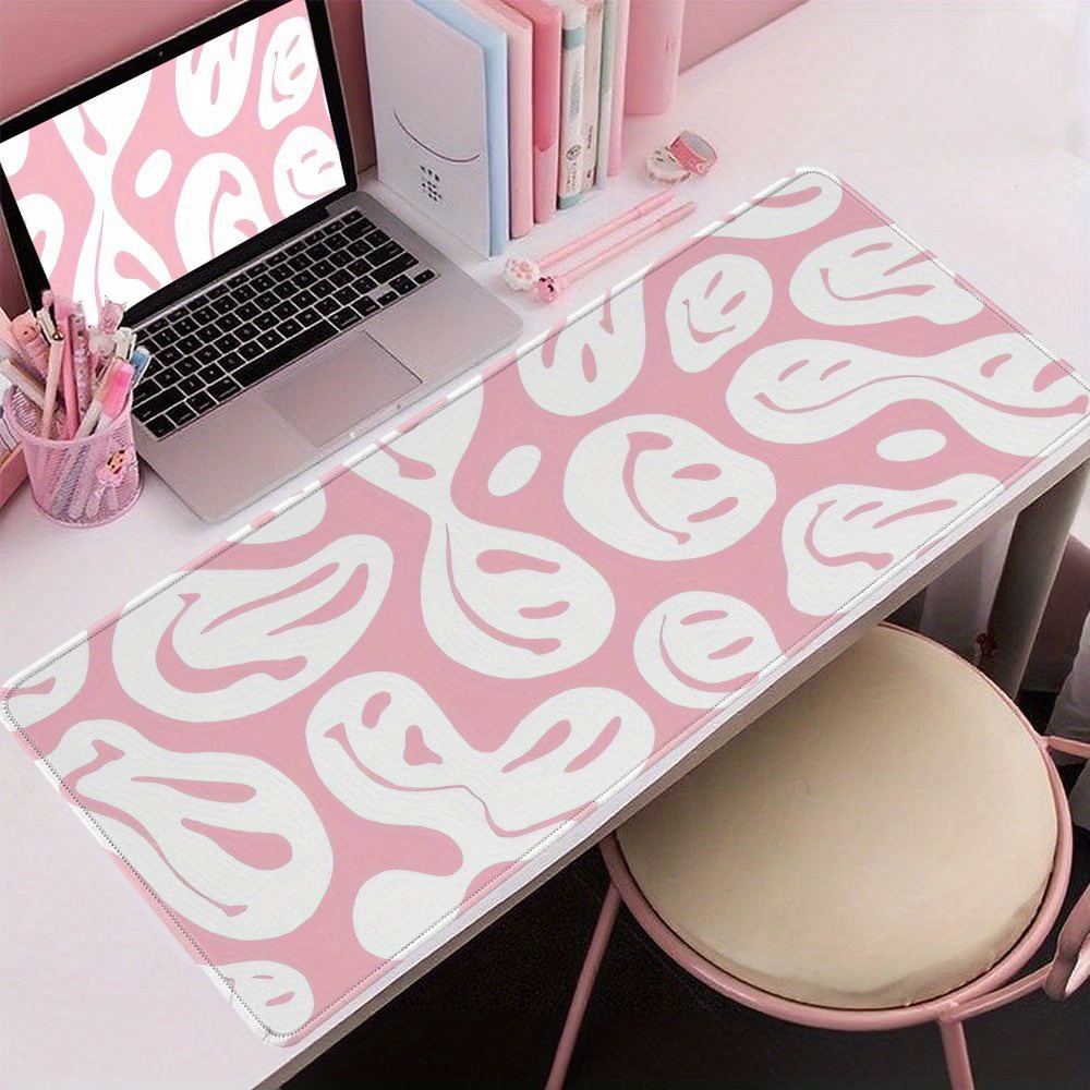 Desk Setup Aesthetic - Tapete de Mesa Rosa Estético Grande