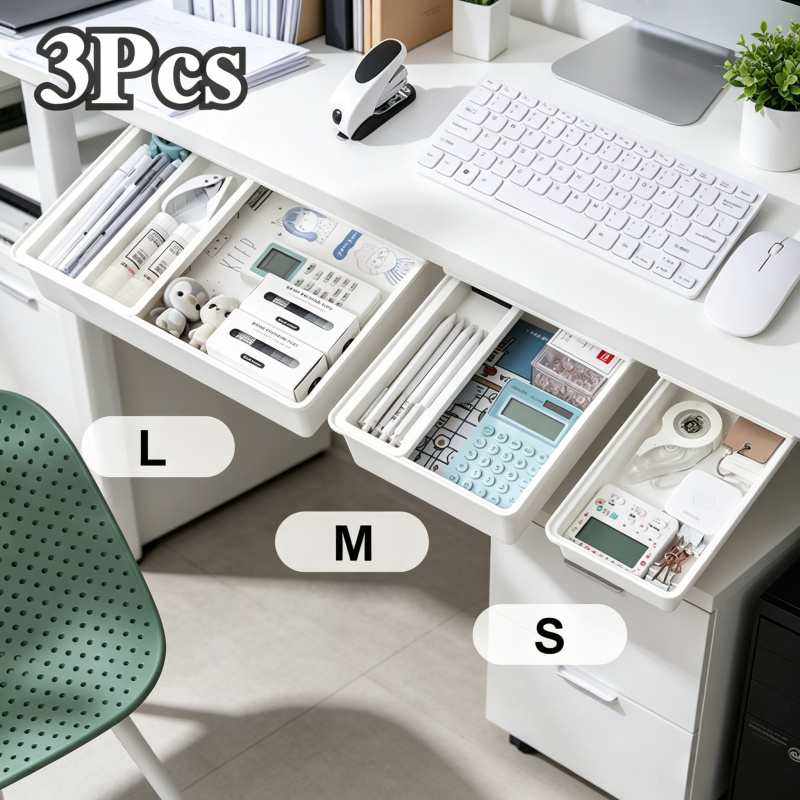 Desk Setup Organizer - Caixa de Armazenamento Oculta, Gaveta de