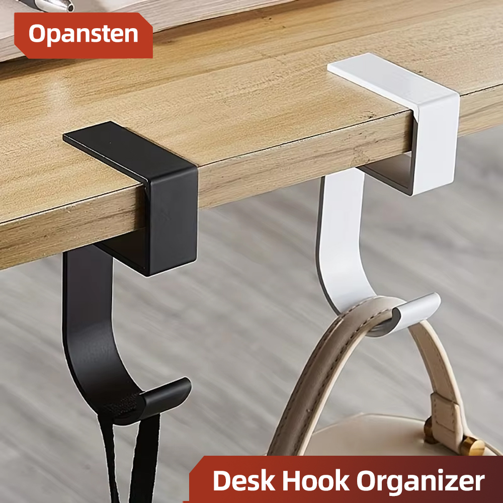 Desk Setup Black And White - Gancho de mesa de alumínio organizador
