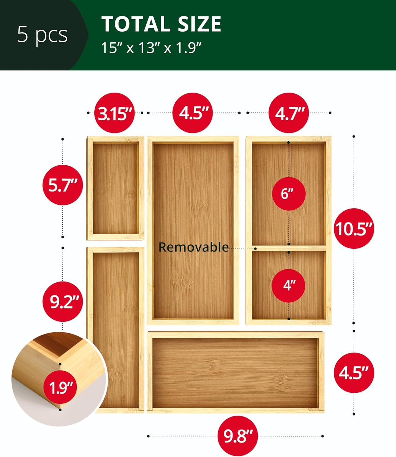 Conjunto de organizadores de g - Drawer Organizer Bamboo avaliação e preço