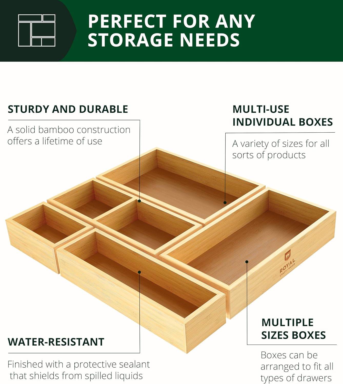 Conjunto de organizadores de g - Drawer Organizer Bamboo avaliação e preço