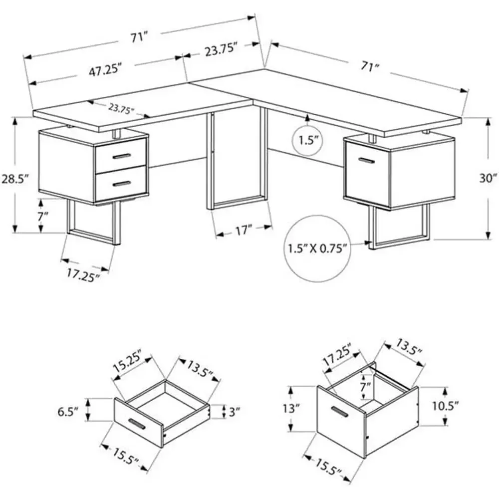 Mesa de Computador em L de 70  - L Shaped Desk Setup avaliação e preço