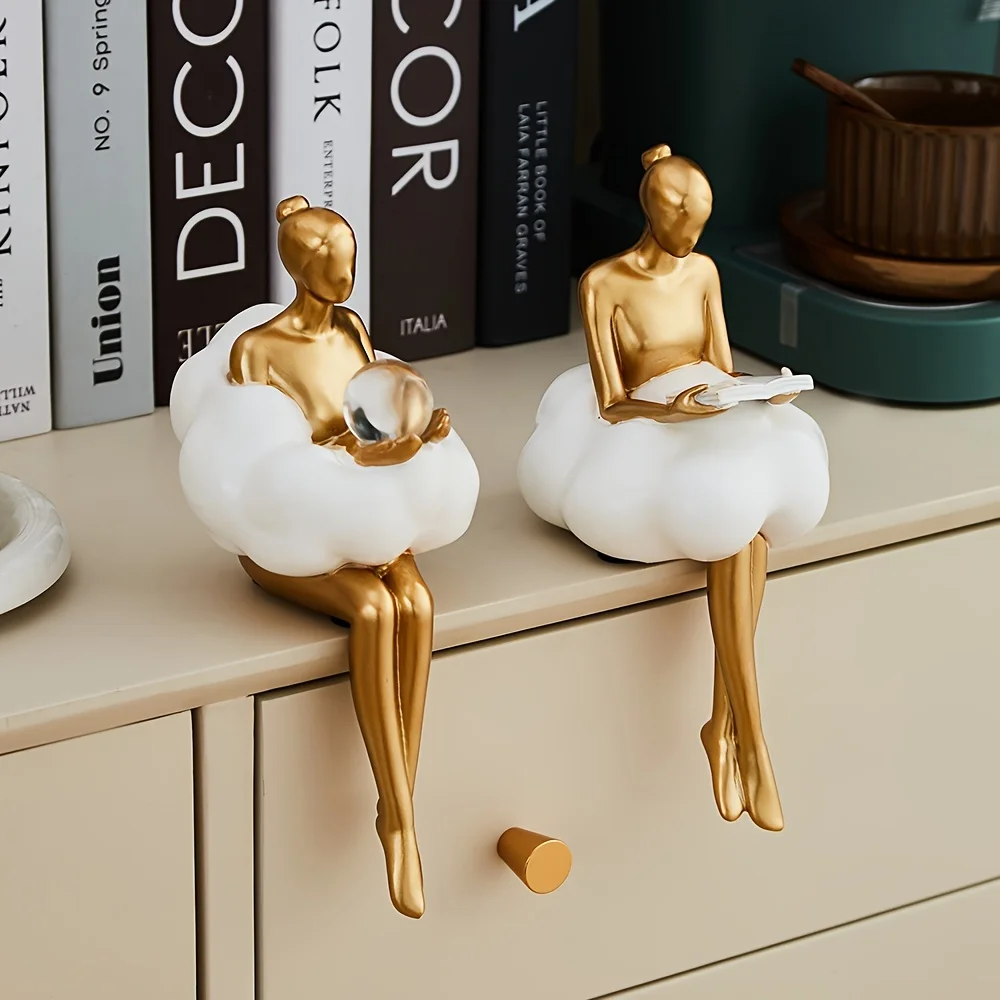 Menina nuvem escultura figura  - Desk Setup Girl avaliação e preço