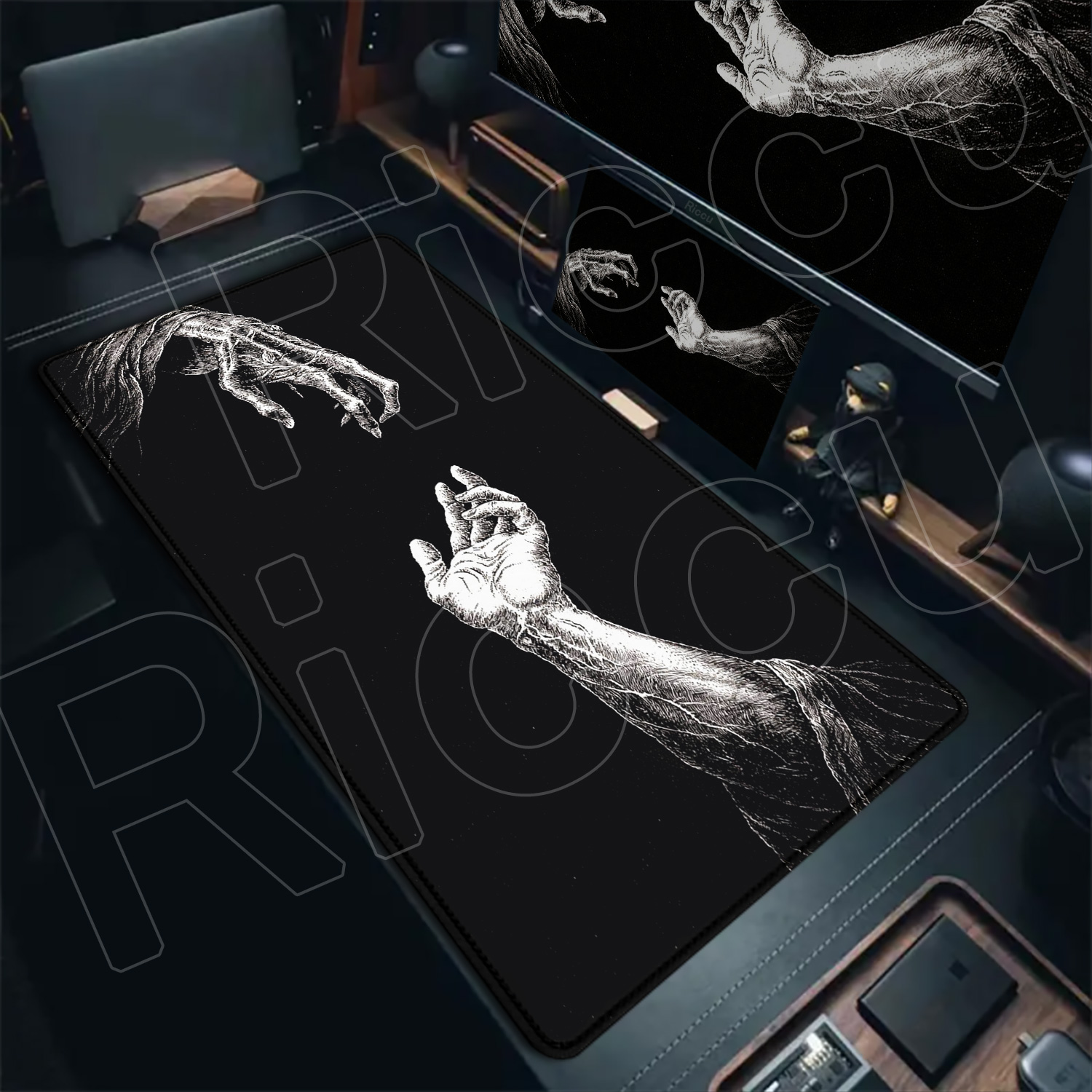 Mouse Pad Grande HD Preto e Br - Desk Setup Black And White avaliação e preço
