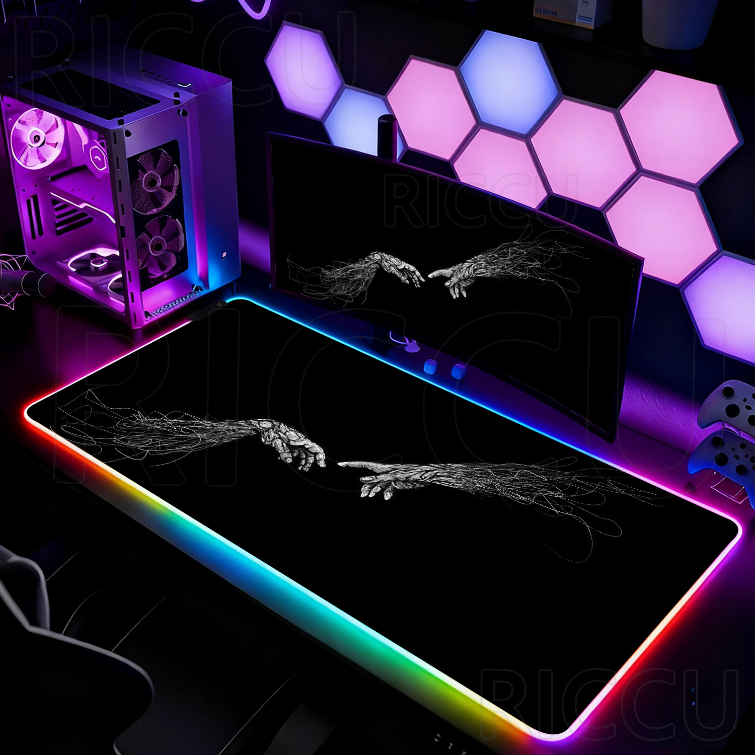 Mouse Pad RGB XXL HD Grande Pr - Desk Setup Black And White avaliação e preço