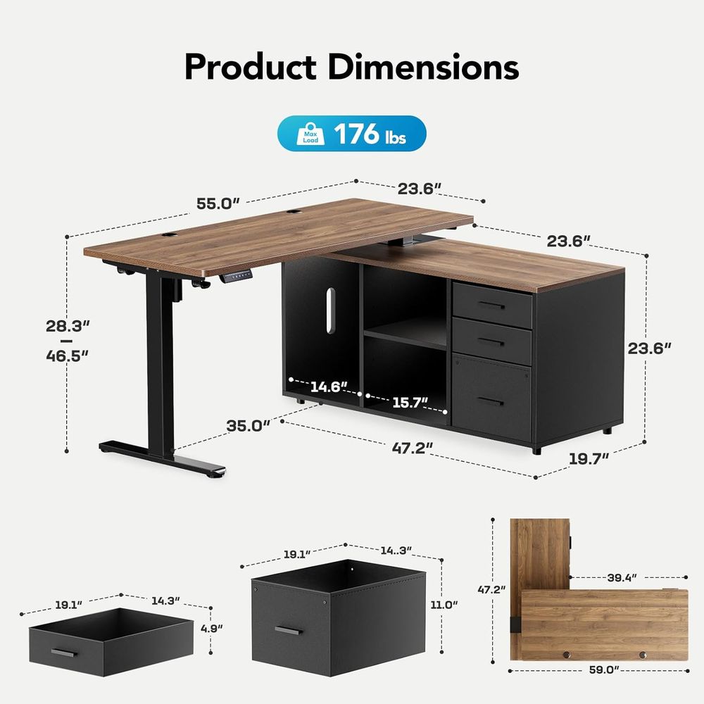 Mesa de Escritório em L de 55  - L Shaped Desk Setup avaliação e preço